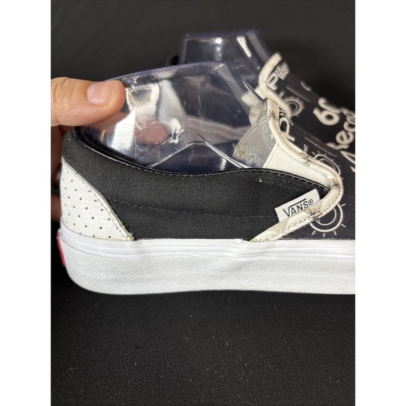 RARE Vans X 606 Records Custom Order Slip Ons, Discontinued, Black/White, Size 8 - Picture 2 of 9